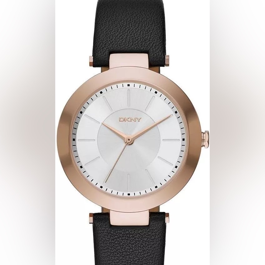 Dkny Womens Rose Gold And Black Watch